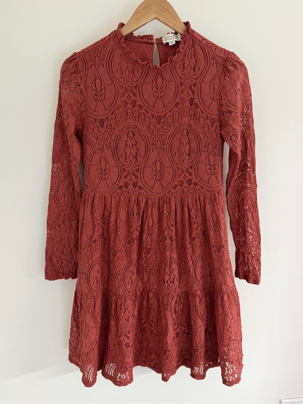 Molly Bracken Rust Lace Mini Dress M Romantic Boho Cottagecore